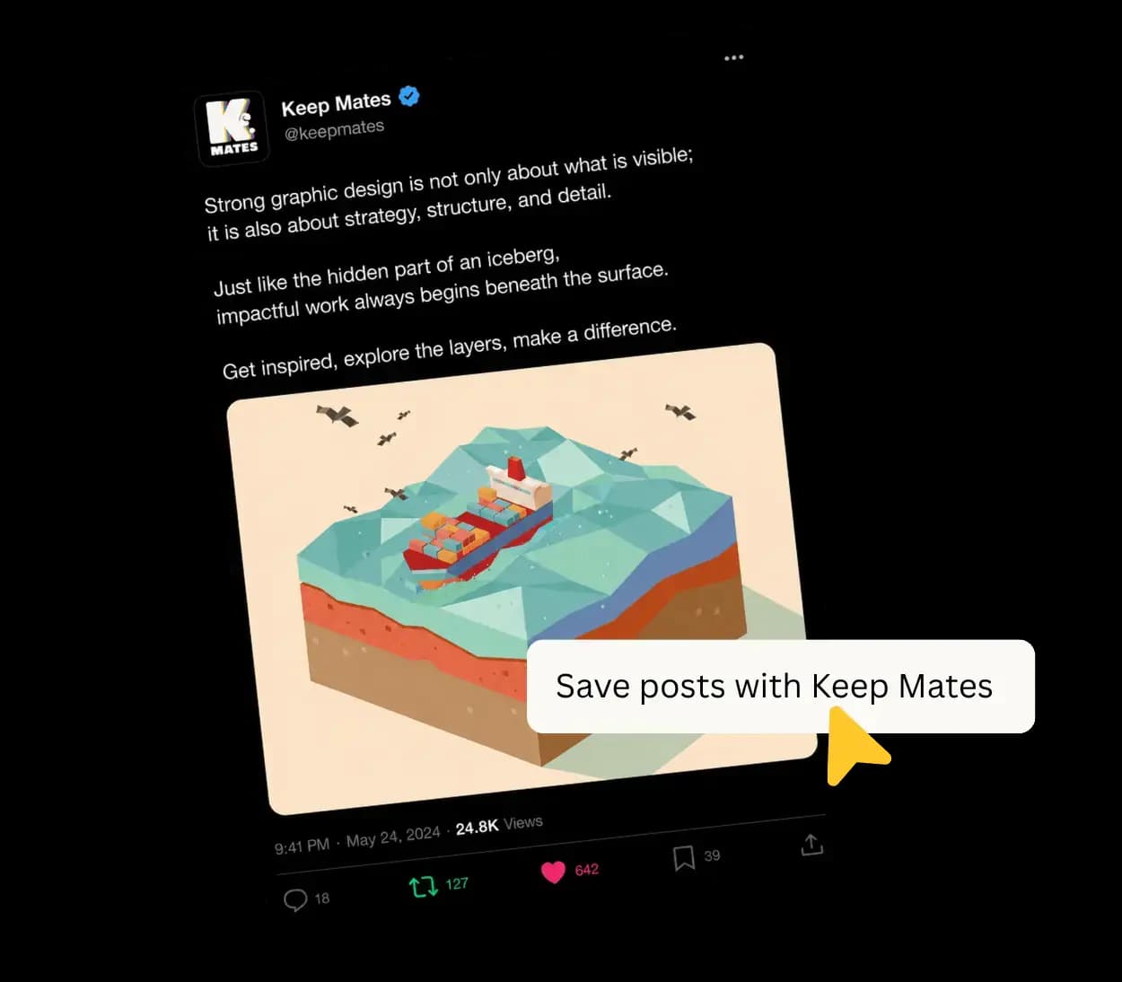 Keep Mates board showing saved social media posts in one collection