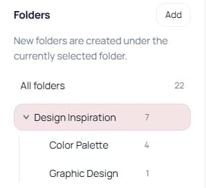 Keep Mates selected folder in the sidebar expanded with subcategories underneath it